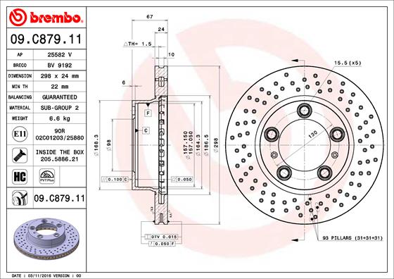A.B.S. 09.C879.11 BREMBO COATED DISC LINE Bremsscheibe