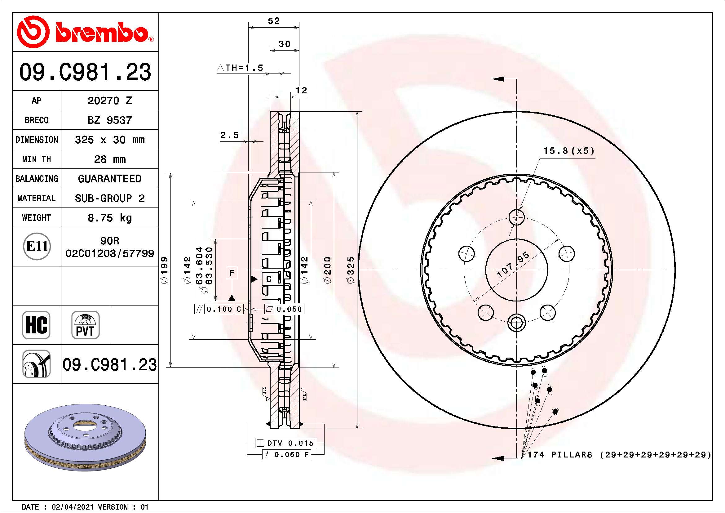 A.B.S. 09.C981.23 BREMBO TWO-PIECE DISCS LINE Bremsscheibe
