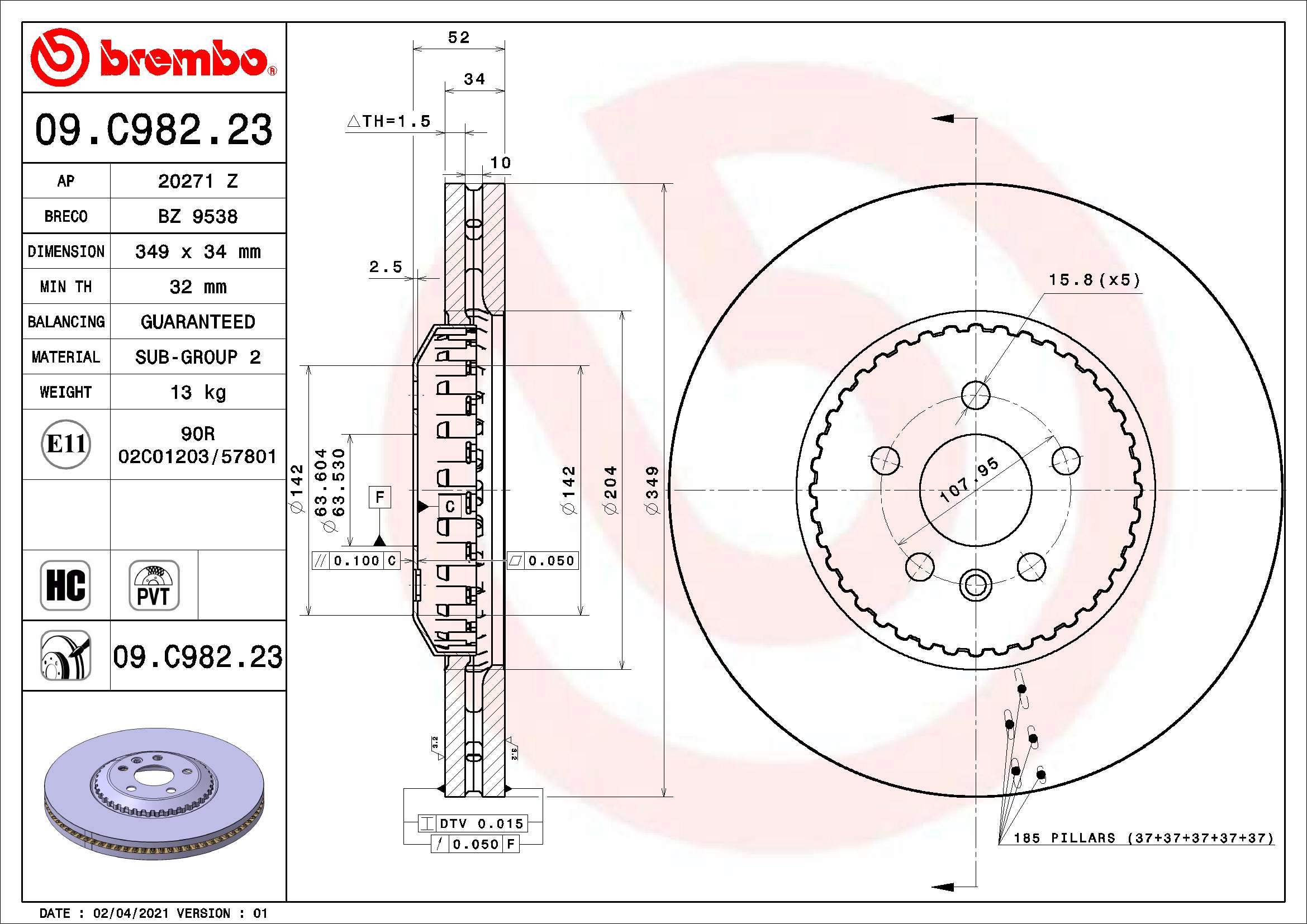 A.B.S. 09.C982.23 BREMBO TWO-PIECE DISCS LINE Bremsscheibe