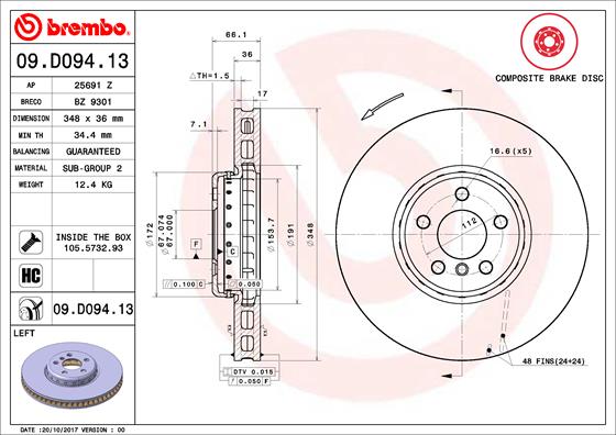 A.B.S. 09.D094.13 BREMBO TWO-PIECE DISCS LINE Bremsscheibe