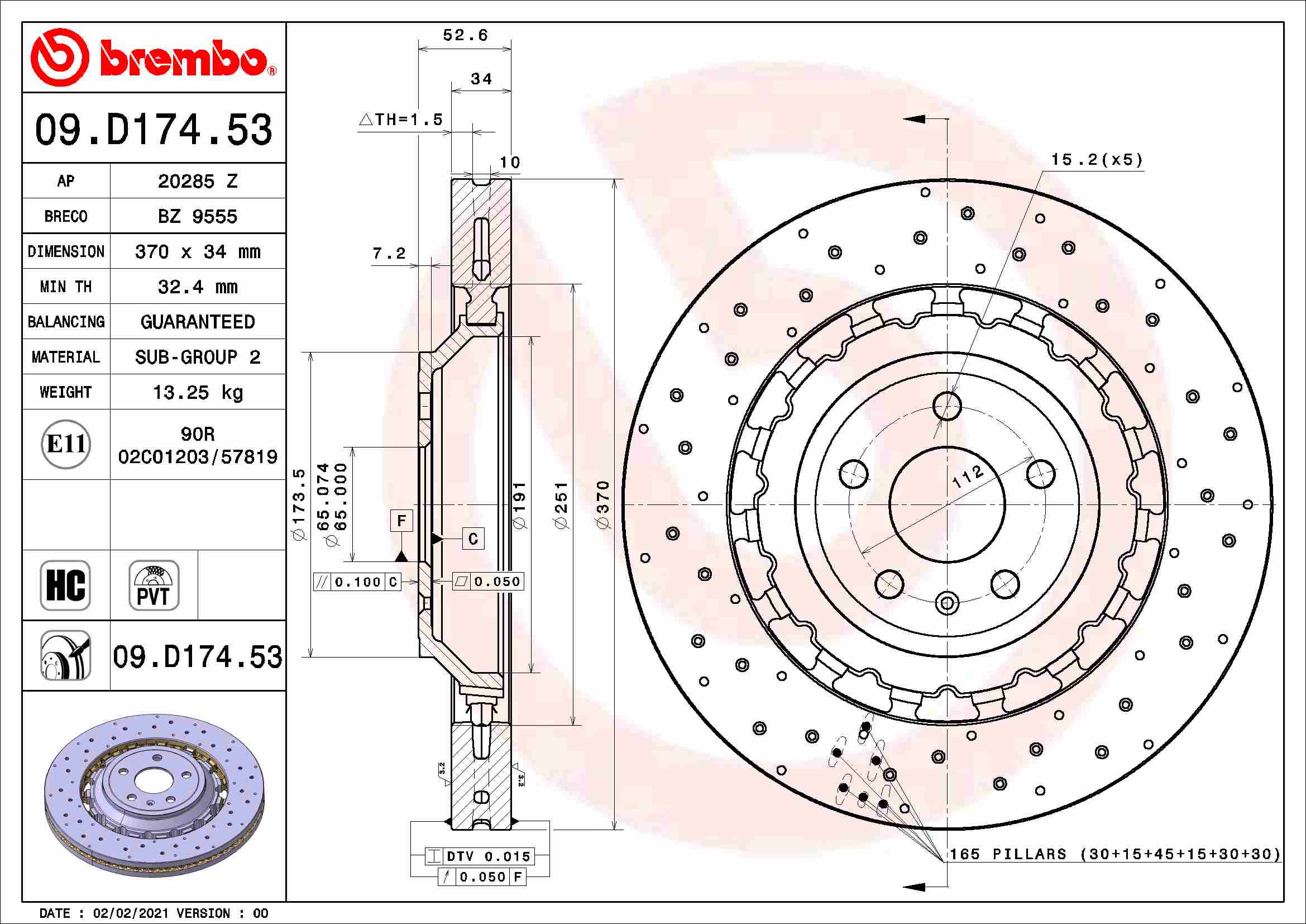 A.B.S. 09.D174.53 BREMBO TWO-PIECE DISCS LINE Bremsscheibe