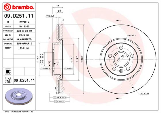 A.B.S. 09.D251.11 BREMBO COATED DISC LINE Bremsscheibe