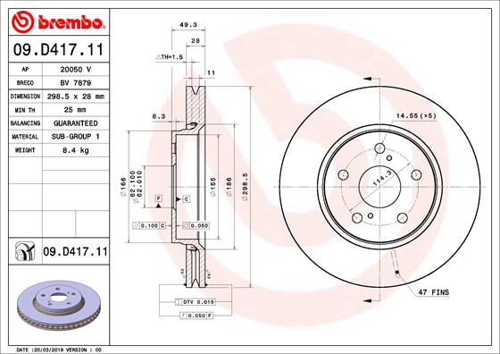 A.B.S. 09.D417.11 BREMBO Bremsscheibe