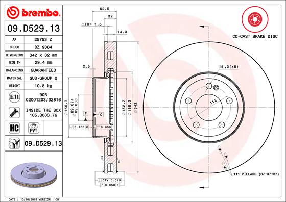 A.B.S. 09.D529.13 BREMBO Bremsscheibe