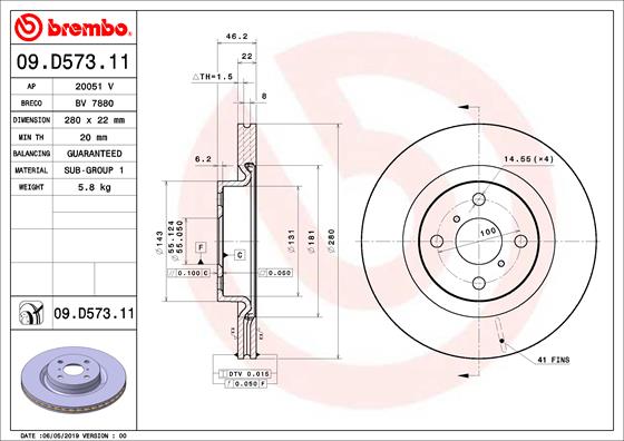 A.B.S. 09.D573.11 BREMBO Bremsscheibe