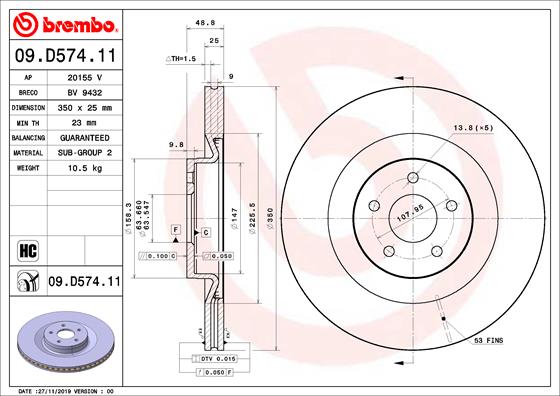 A.B.S. 09.D574.11 BREMBO Bremsscheibe