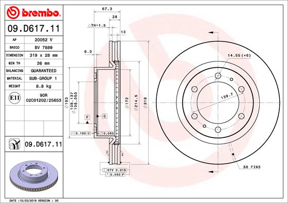 A.B.S. 09.D617.11 BREMBO Bremsscheibe