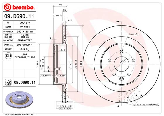 A.B.S. 09.D690.11 BREMBO Bremsscheibe