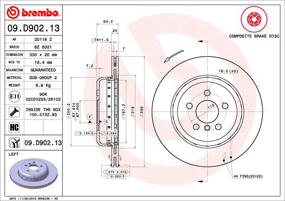 A.B.S. 09.D902.13 BREMBO Bremsscheibe