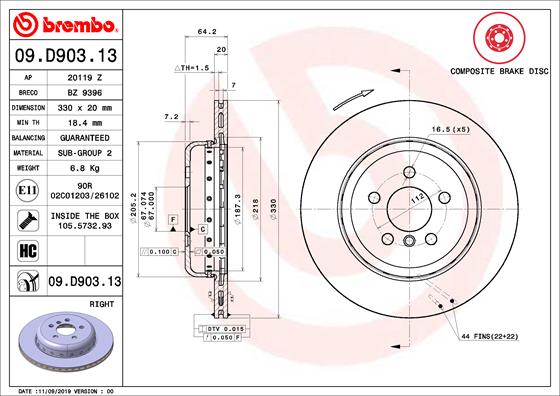 A.B.S. 09.D903.13 BREMBO Bremsscheibe