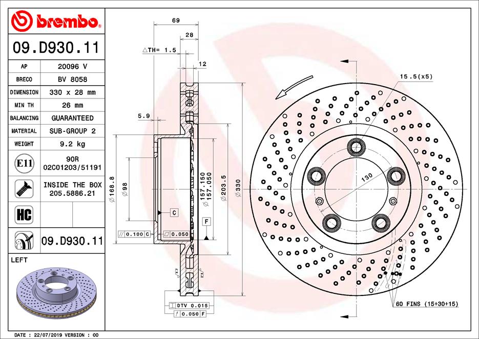 A.B.S. 09.D930.11 BREMBO Bremsscheibe