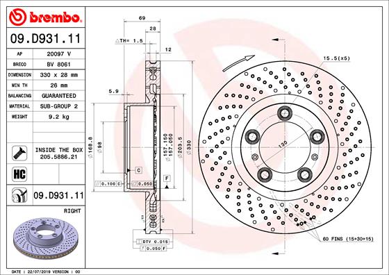 A.B.S. 09.D931.11 BREMBO Bremsscheibe