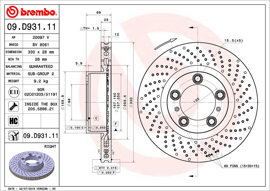 A.B.S. 09.D931.11 BREMBO Bremsscheibe