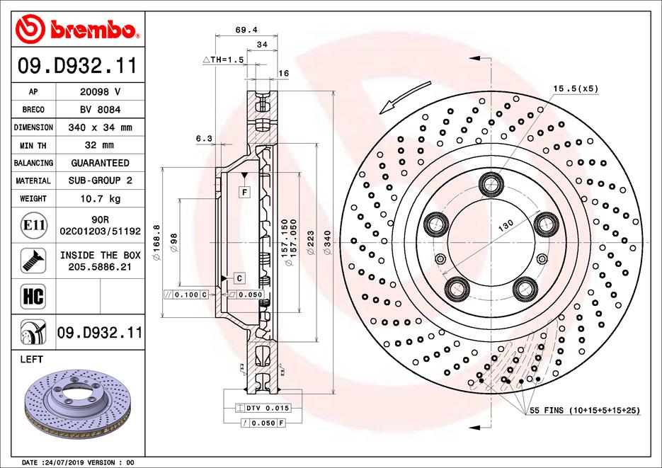 A.B.S. 09.D932.11 BREMBO Bremsscheibe