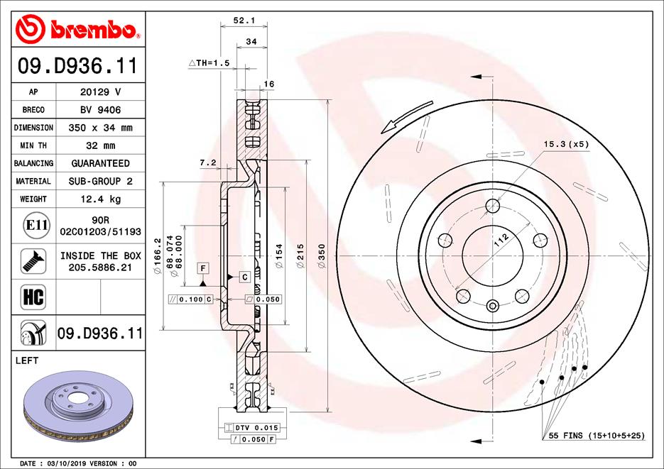 A.B.S. 09.D936.11 BREMBO Bremsscheibe