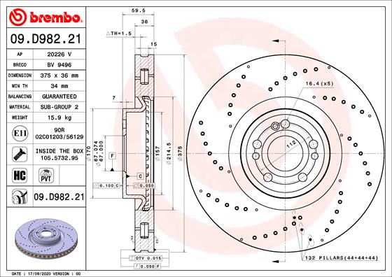 A.B.S. 09.D982.21 BREMBO Bremsscheibe