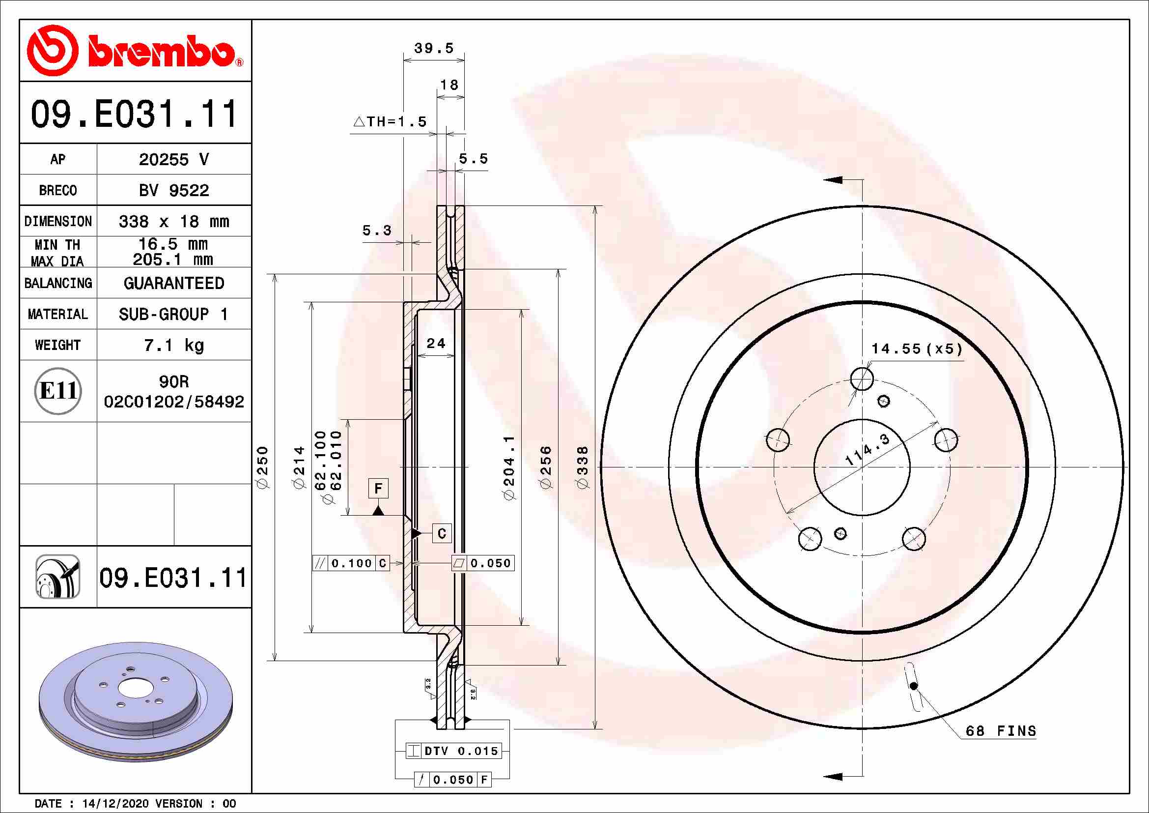 A.B.S. 09.E031.11 BREMBO COATED DISC LINE Bremsscheibe