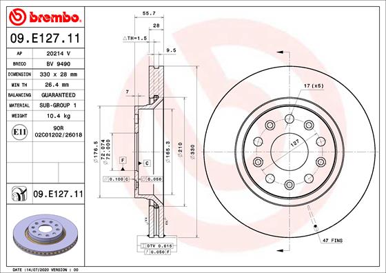 A.B.S. 09.E127.11 BREMBO Bremsscheibe