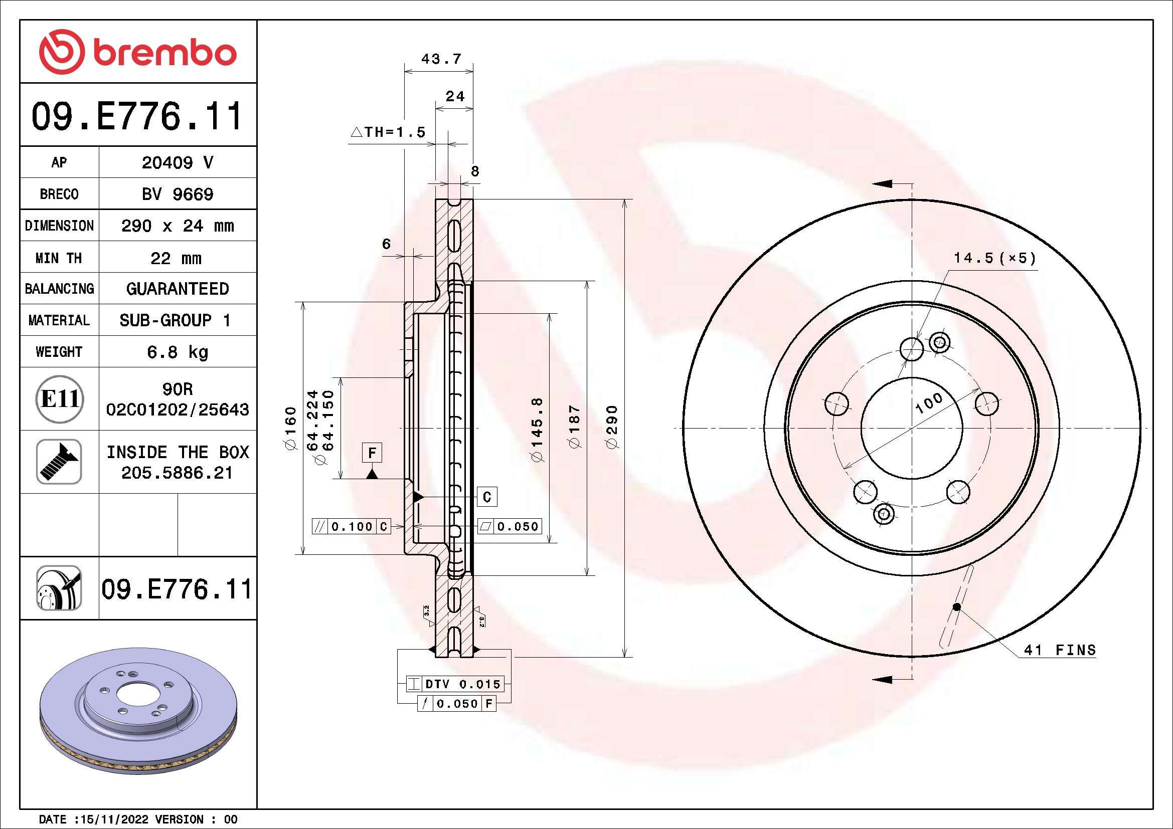 A.B.S. 09.E776.11 BREMBO Bremsscheibe