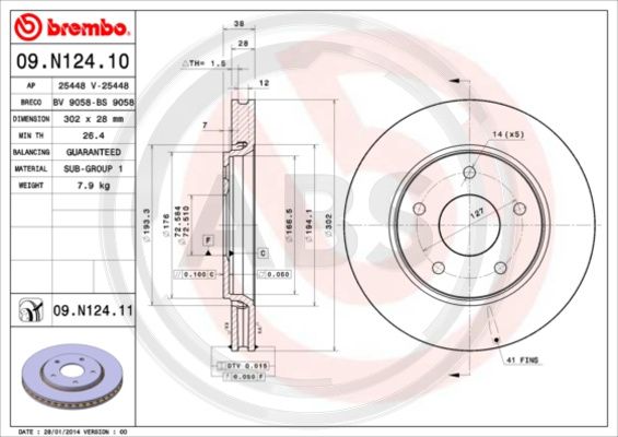 A.B.S. 09.N124.11 Bremsscheibe