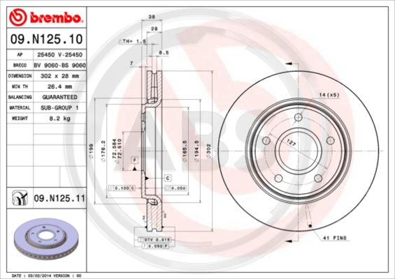 A.B.S. 09.N125.11 Bremsscheibe