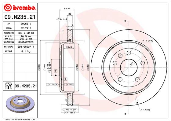 A.B.S. 09.N235.21 BREMBO Bremsscheibe