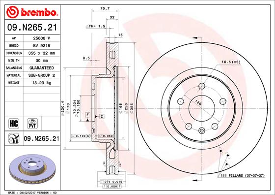 A.B.S. 09.N265.21 BREMBO COATED DISC LINE Bremsscheibe