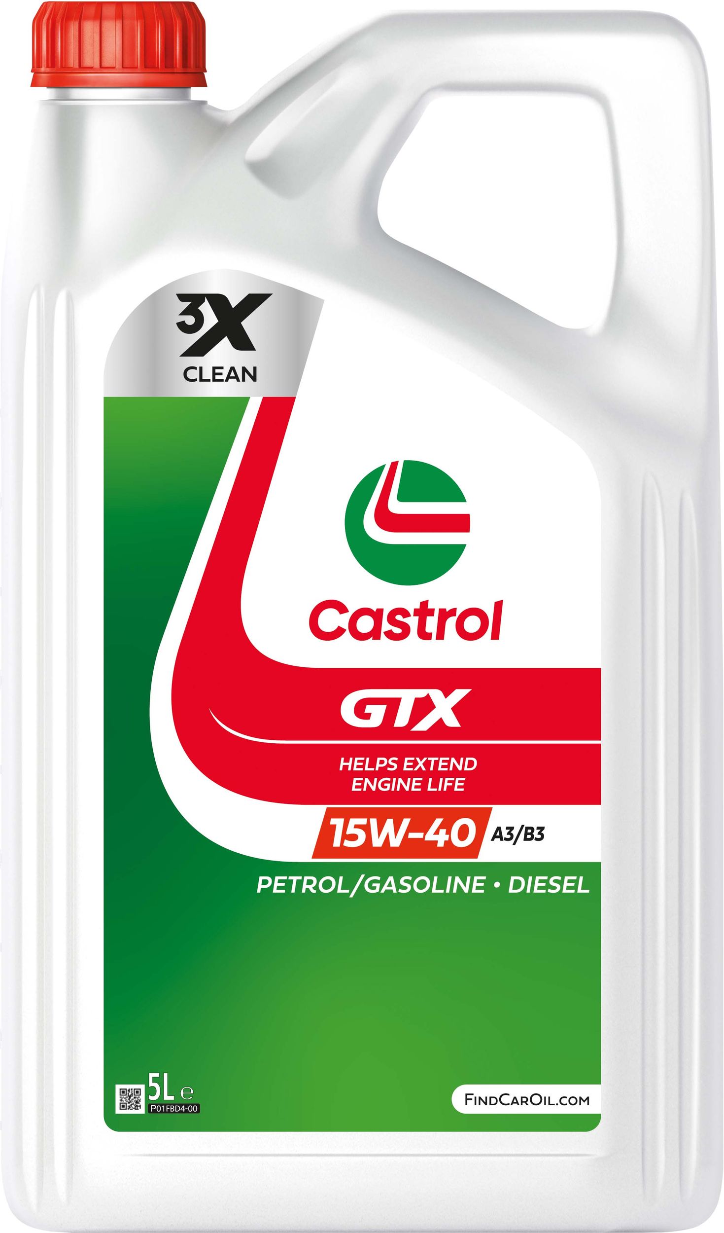 CASTROL 15F629 Castrol GTX 15W-40 A3/B3 Engine Oil
