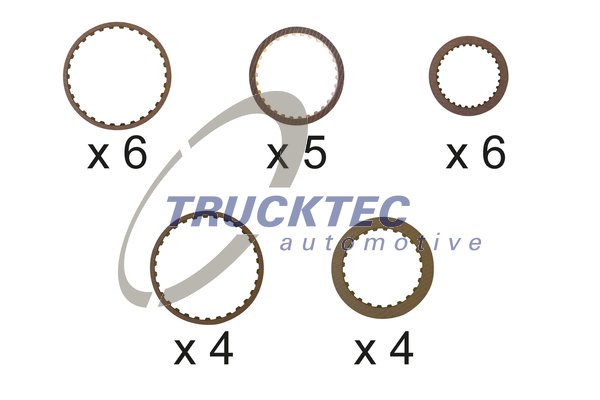 TRUCKTEC AUTOMOTIVE 08.25.050 Σετ ελασμάτ. υλ. τριβής, πολύδισ. συμπλέκτ. (αυτ. κιβ. ταχ.)