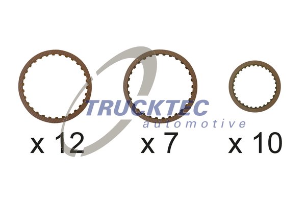 TRUCKTEC AUTOMOTIVE 08.25.054 Σετ ελασμάτ. υλ. τριβής, πολύδισ. συμπλέκτ. (αυτ. κιβ. ταχ.)