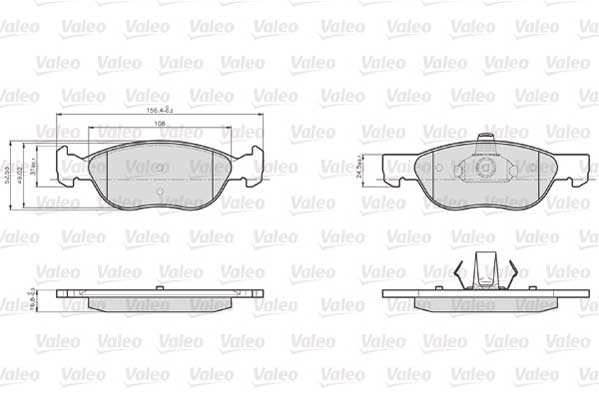 VALEO 872576 Kit pastiglie freno, Freno a disco