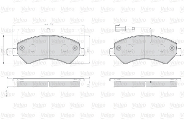 VALEO 873466 Kit pastiglie freno, Freno a disco