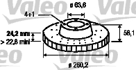 VALEO 186166 Bromsskiva