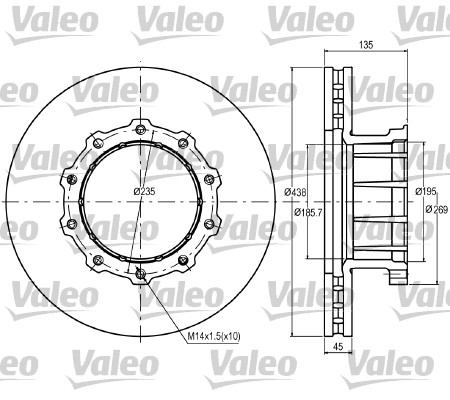 VALEO 187053 Brzdový kotouč