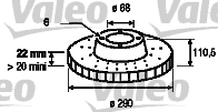 VALEO 187058 Brzdový kotouč