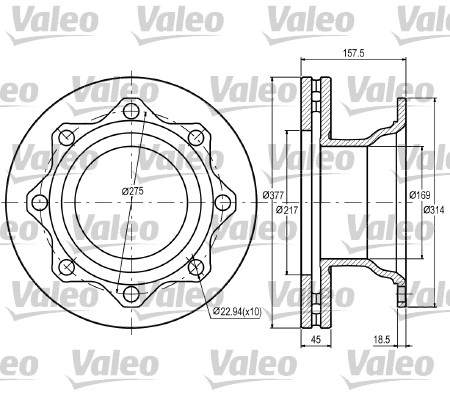 VALEO 187064 Bromsskiva