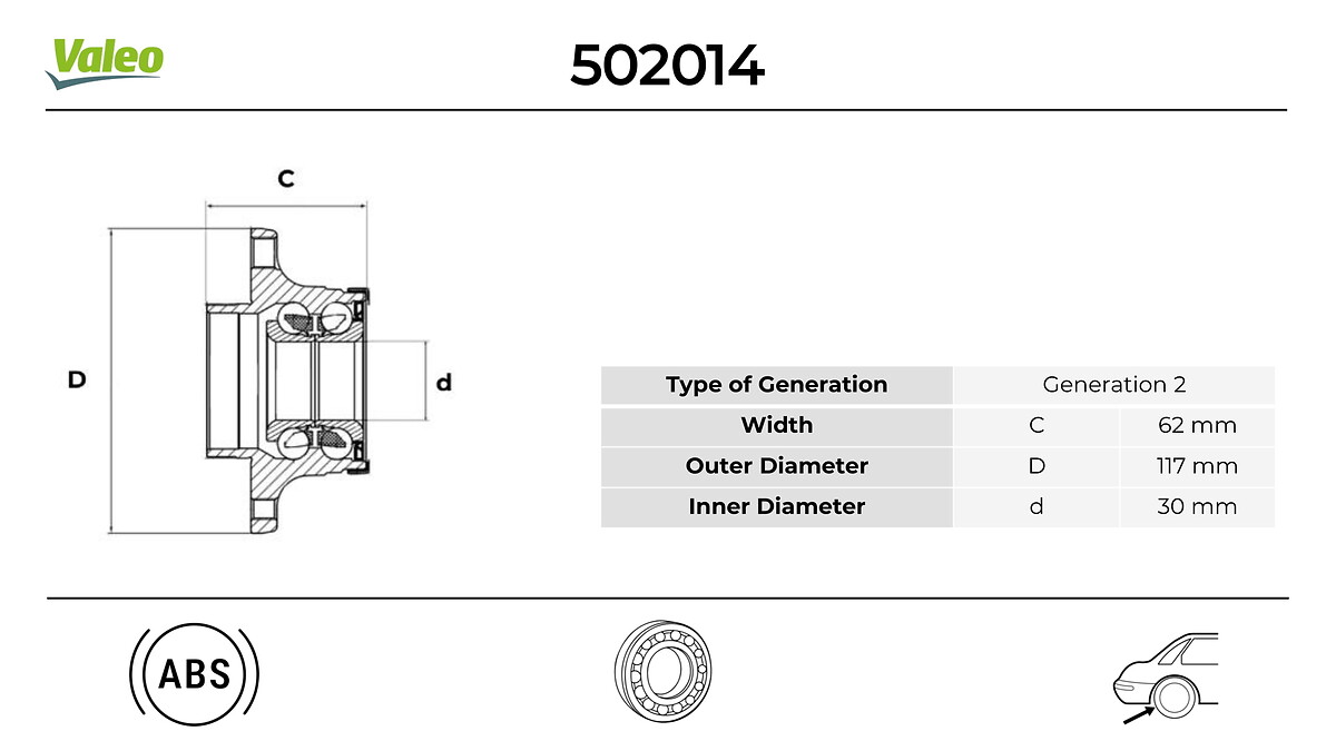 VALEO 502014 Hjullagerssats