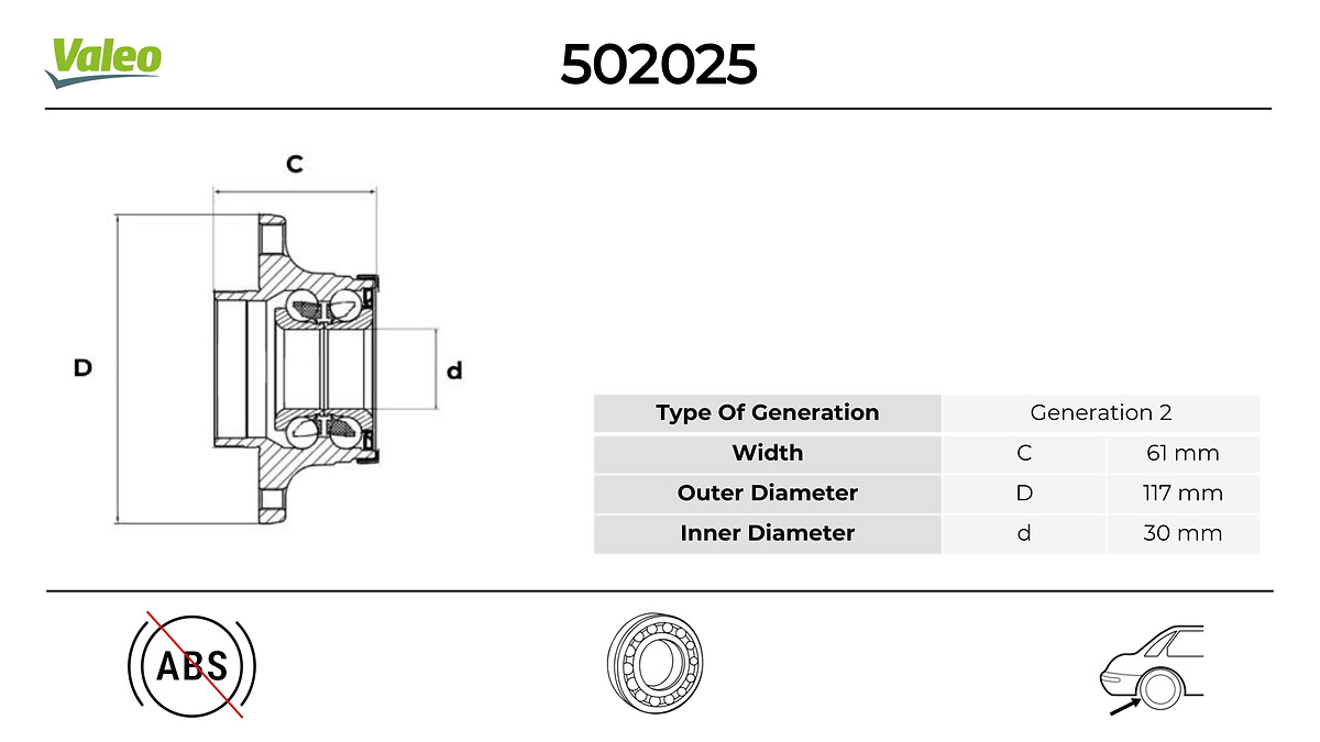 VALEO 502025 Hjullagerssats