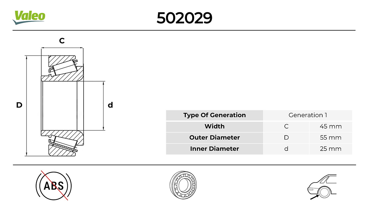 VALEO 502029 Hjullagerssats