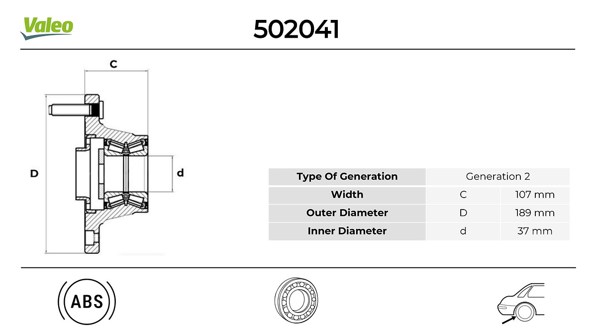 VALEO 502041 Hjullagerssats