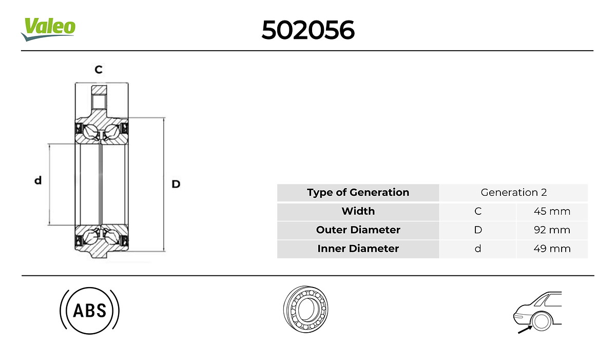 VALEO 502056 Hjullagerssats