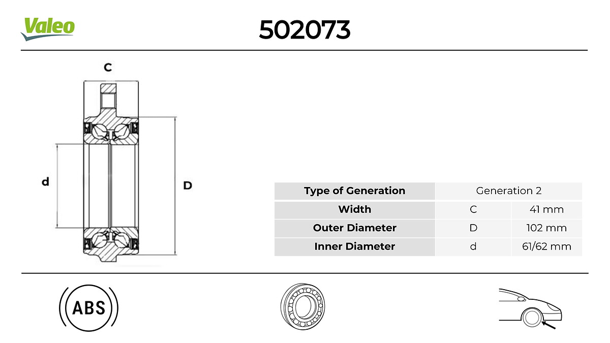 VALEO 502073 Hjullagerssats