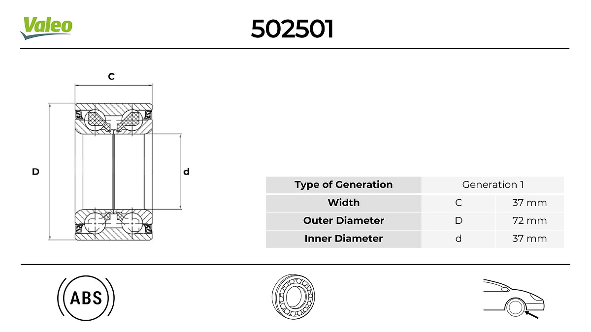 VALEO 502501 Hjullagerssats