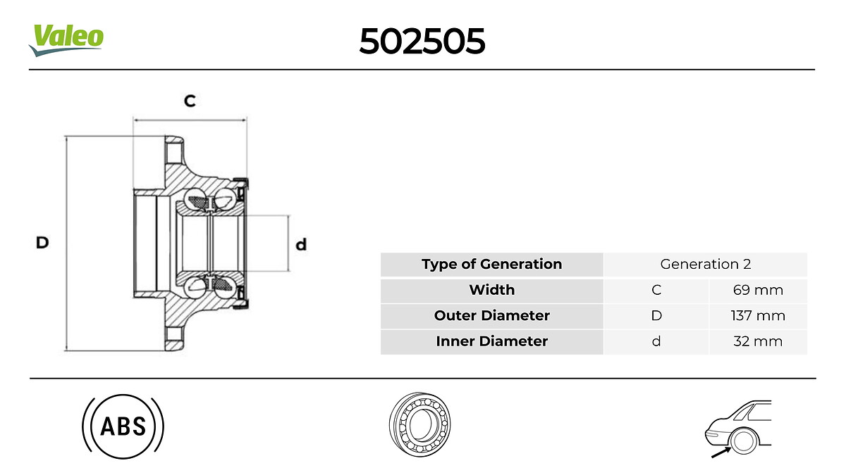 VALEO 502505 Hjullagerssats
