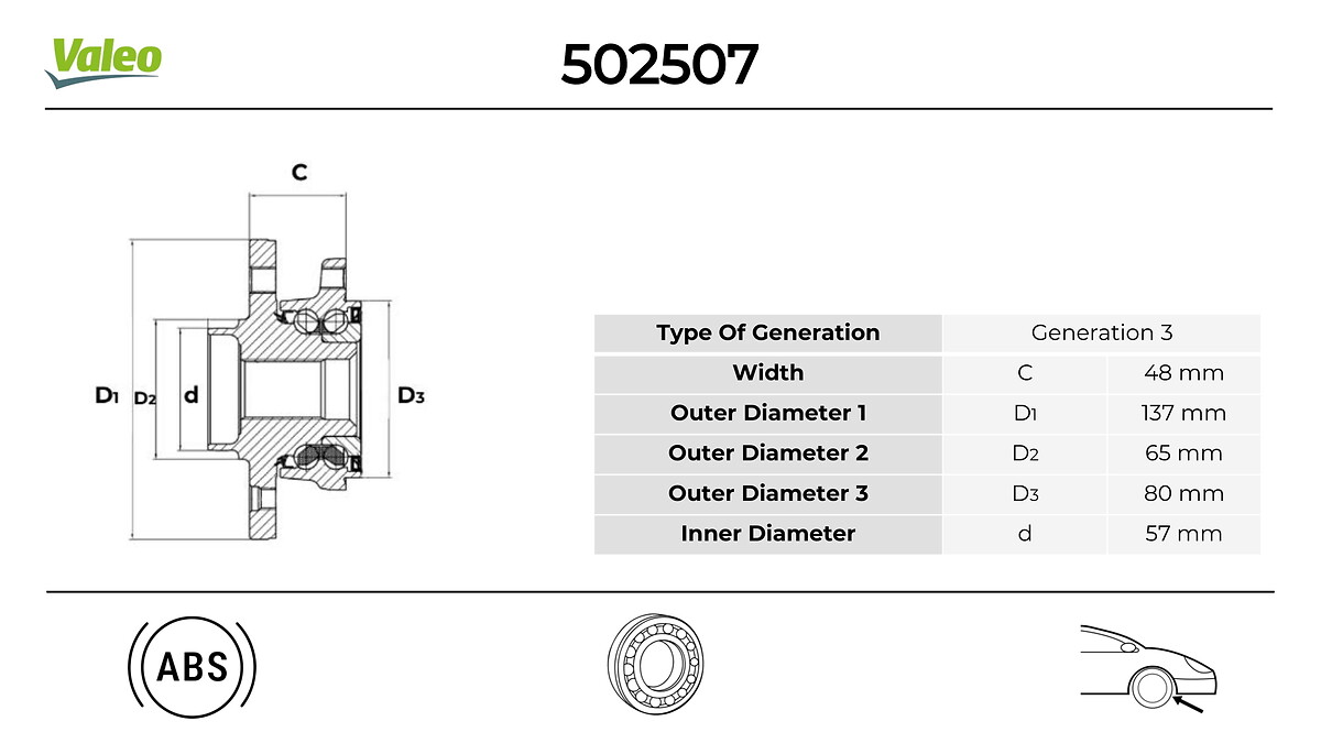 VALEO 502507 Hjullagerssats