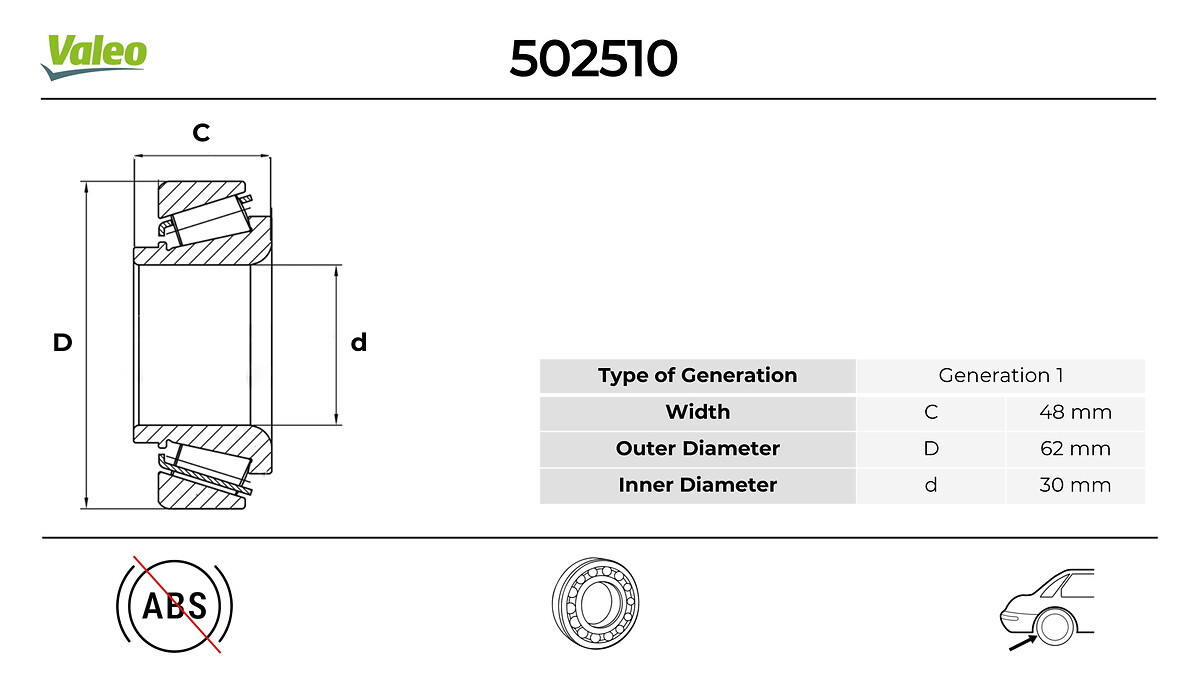 VALEO 502510 Hjullagerssats