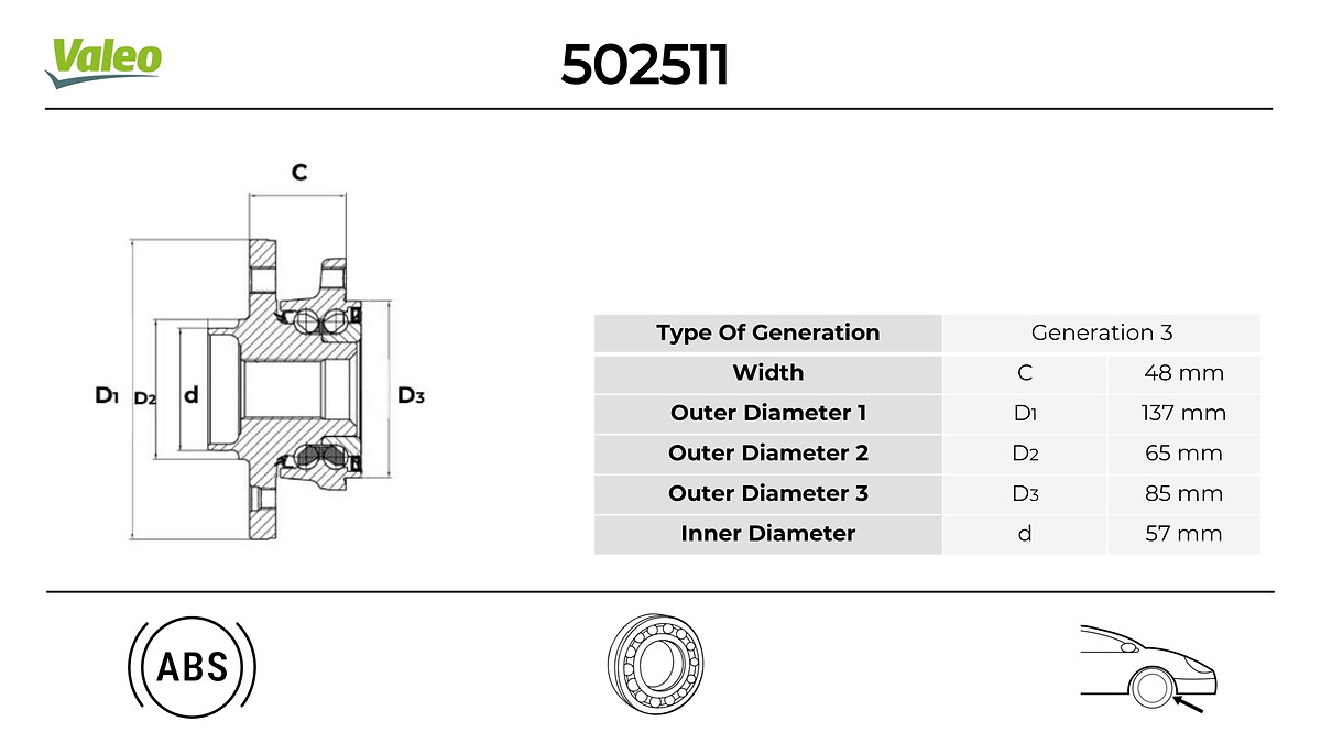 VALEO 502511 Hjullagerssats