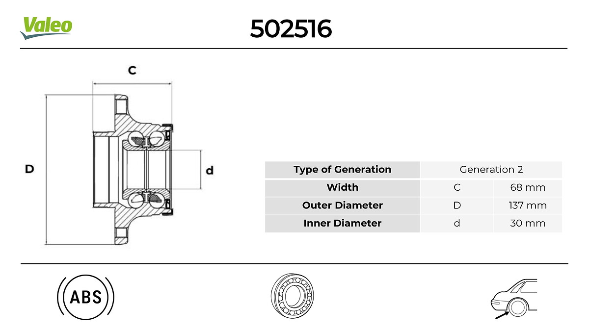 VALEO 502516 Hjullagerssats