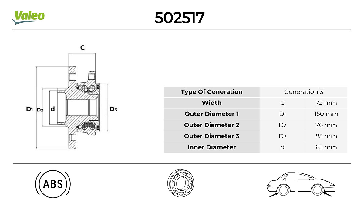 VALEO 502517 Hjullagerssats