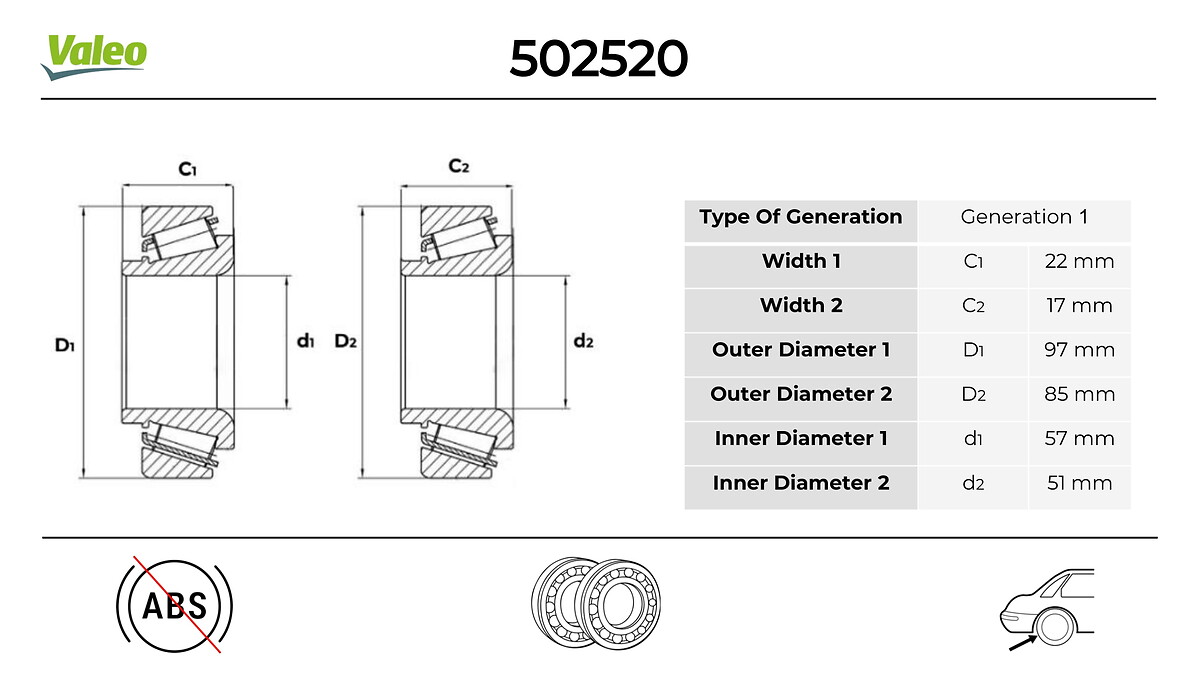 VALEO 502520 Hjullagerssats